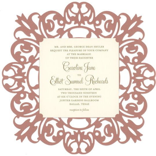 Dusty Rose Medallion Die-cut Frame Invitations